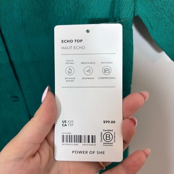 Athleta Echo Top NEW with tags Size XXS Textured Green - Picture 10 of 13